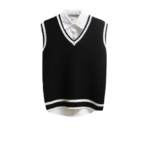 Women Sweater Vest Preppy Style V-Neck Spring Sleeveless
